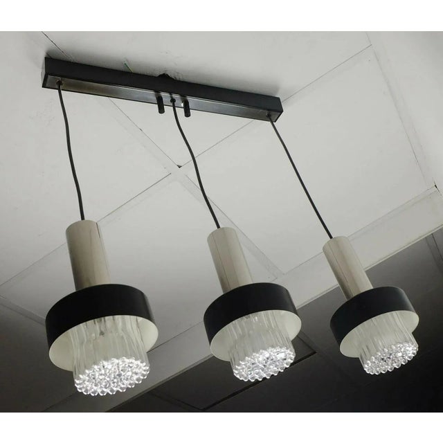 Mid-Century Modern Black Bubble Glass Chrome Metal Pendant Lamp, 1960s For Sale - Image 10 of 11