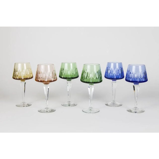 Vintage German Colored Crystal Glasses, 1960s, Set of 6 For Sale - Image 12 of 12