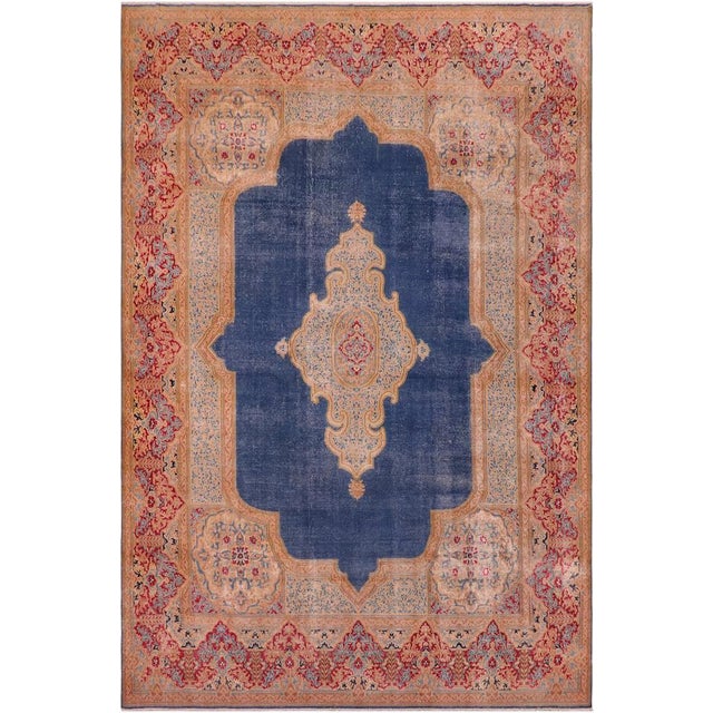 Shabby Chic 1990's Vintage Blue/Pink Wool Rug - 9'10'' X 13'9'' For Sale - Image 9 of 10
