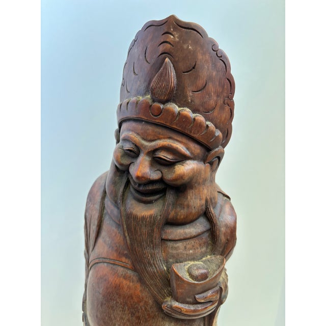 Late 19th Century Late 19th Century Chinese Hand - Carved Bamboo Buddha Statue For Sale - Image 5 of 10