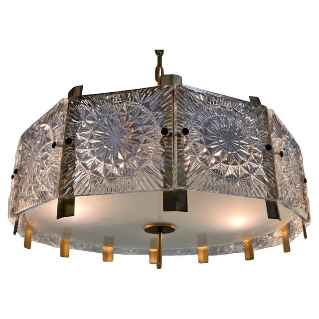 Glass and Brass Pendant attributed to Jaroslav Bejvl for Kamenicky Senov, 1970 For Sale - Image 10 of 10