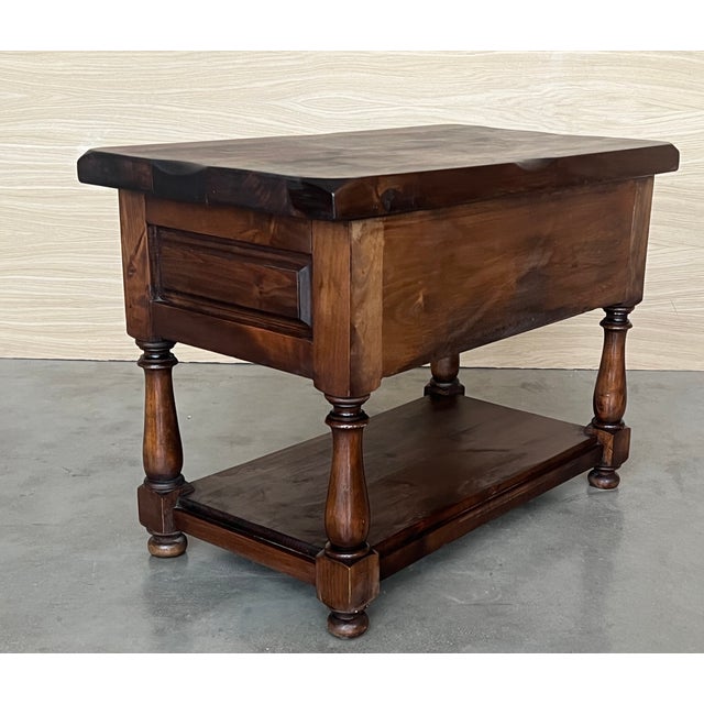 20th Pair of Large Spanish Nightstands or Low Console Tables With Drawer For Sale - Image 9 of 11
