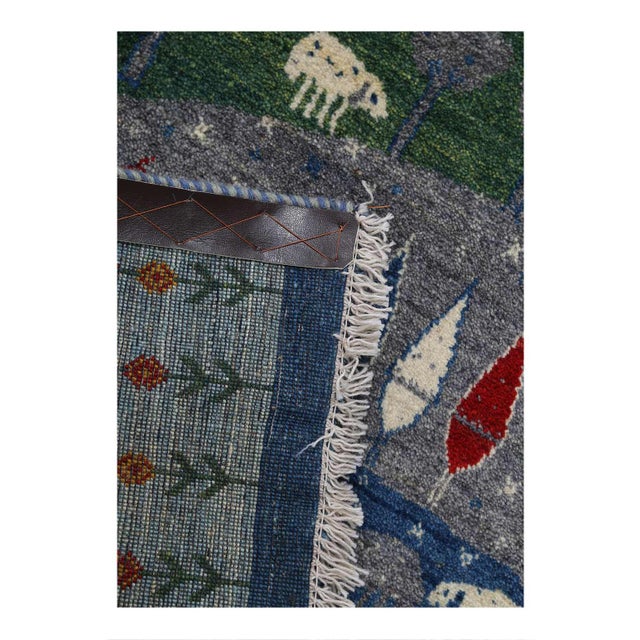 Traditional Pasargad DC Blue Color Fine Hand Knotted Gabbeh Rug For Sale - Image 3 of 3