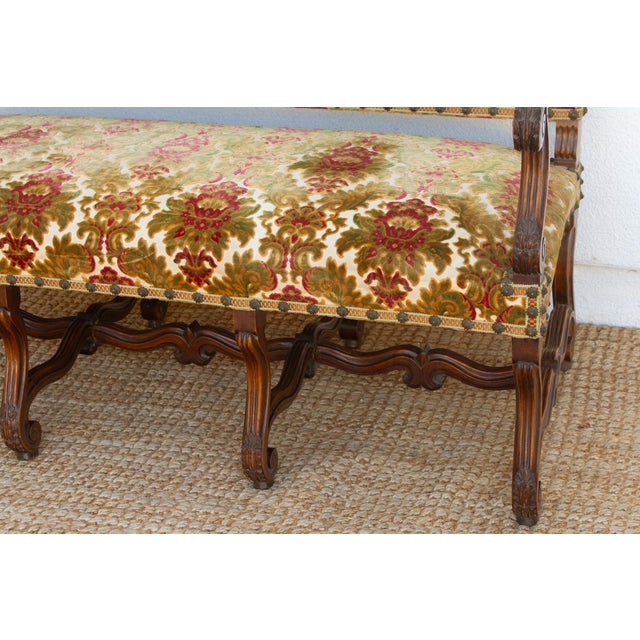 Antique French Carved Walnut Mouton Settee For Sale - Image 11 of 14