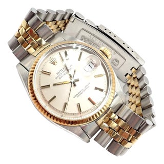 1970s Rolex Oyster Perpetual Watch Datejust 36mm Stainless & Gold Jubilee Band Mens For Sale