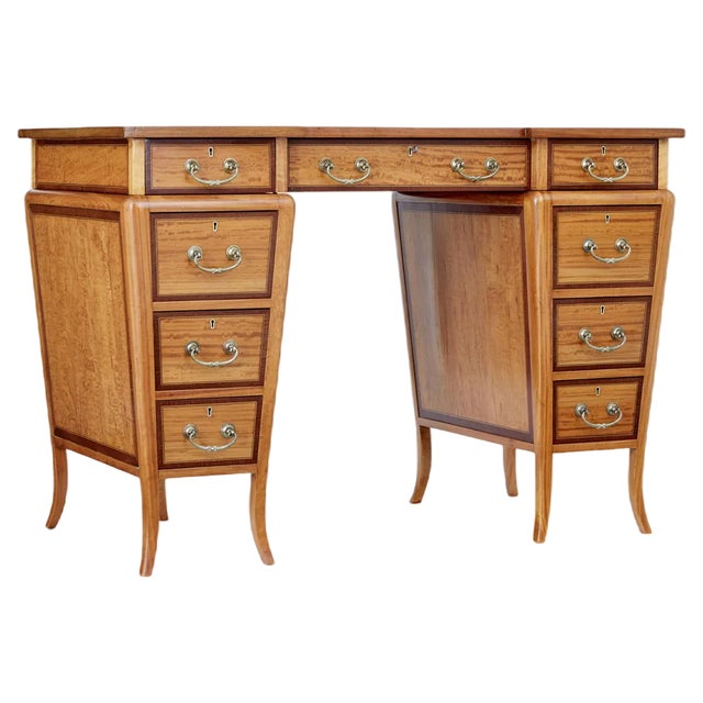Early 20th Century Satinwood Sheraton Revival Desk, 1890s For Sale