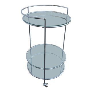 Contemporary Chrome Bar Cart For Sale