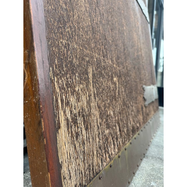 Gothic 1920s Tudor Revival Pointed Arc Door With Original Bronze Hardware & Octagonal Decorative Knob For Sale - Image 3 of 12