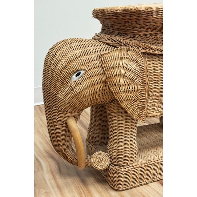 Vintage Wicker Elephant Stool or Plant Stand For Sale - Image 11 of 11