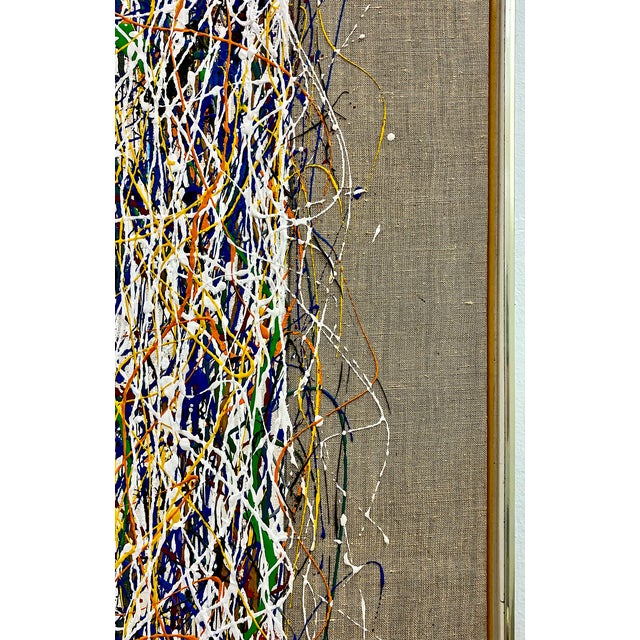 Abstract Expressionism in a Large Mid-Century Modern Dripped Painting For Sale - Image 10 of 12