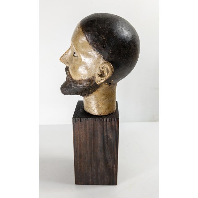 17th or 18th Century Spanish Colonial Santos Polychrome Head For Sale - Image 4 of 11