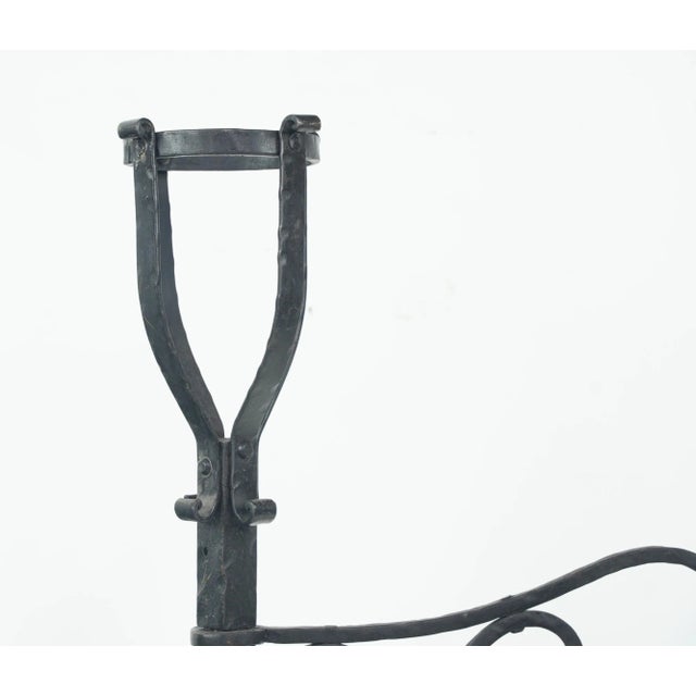 Early 20th Century Pair of Antique French Basket Top Wrought Iron Andirons For Sale - Image 5 of 12