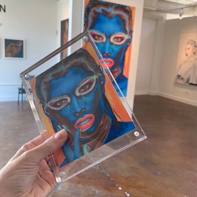 2020s "Into the Blue" Contemporary Expressionist Portrait Photograph in Lucite For Sale - Image 5 of 13