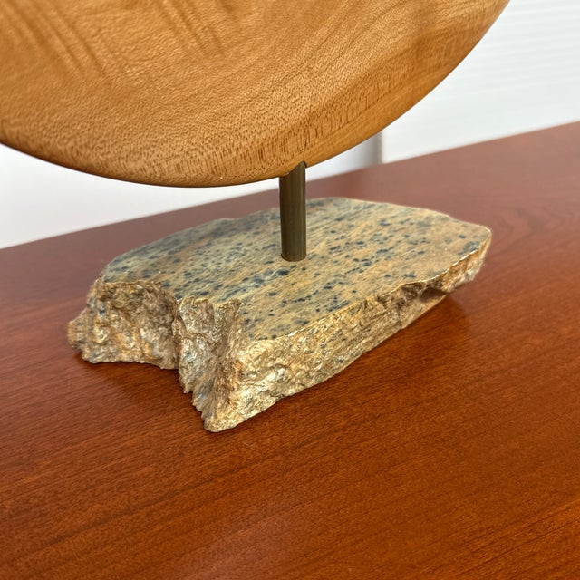 Reclaimed Live Edge Wood Sculpture + Stone Base For Sale In San Francisco - Image 6 of 12