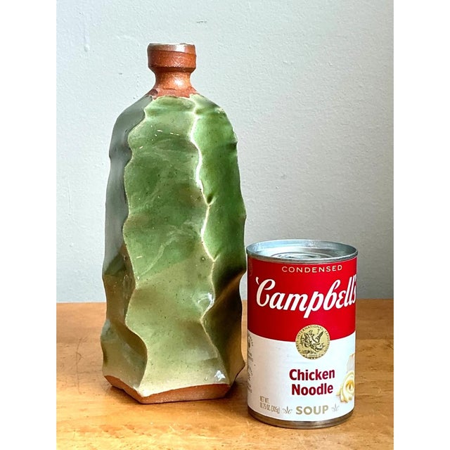 Vintage Green Sculptural Ceramic Vase For Sale - Image 15 of 18