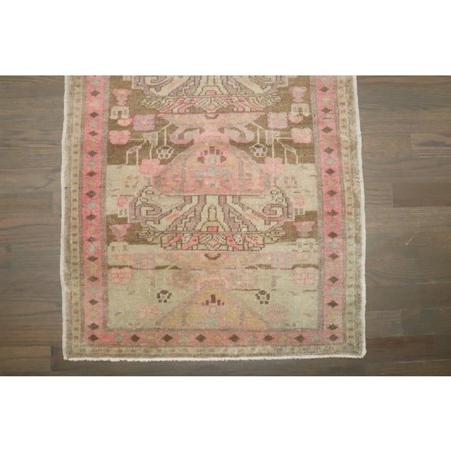 Antique Zabihi Collection Persian Brown Pink Small Rug For Sale - Image 4 of 7