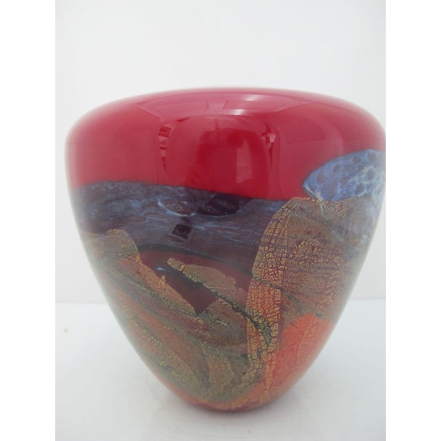 Hand blown studio art glass vase by celebrated American glass artist, Michael Nourot (1949 -2015), purchased from the...