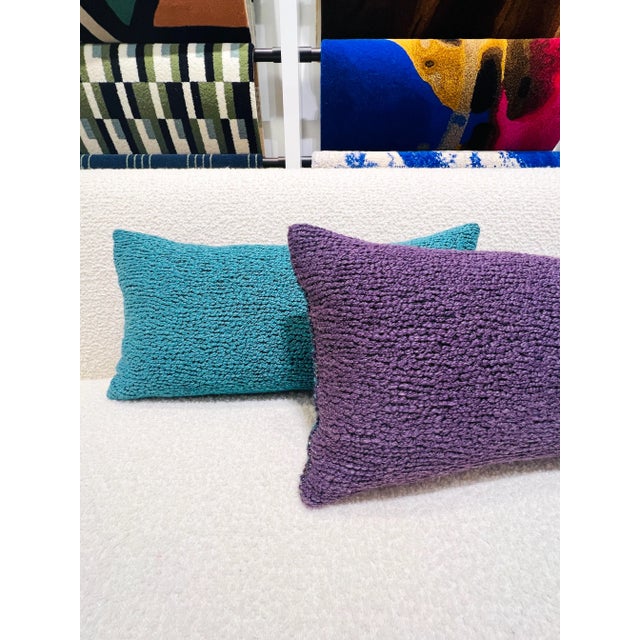 2020s Pierre Frey Woven Textured and Boucle Lumbar Pillows in Purple & Aqua For Sale - Image 5 of 13