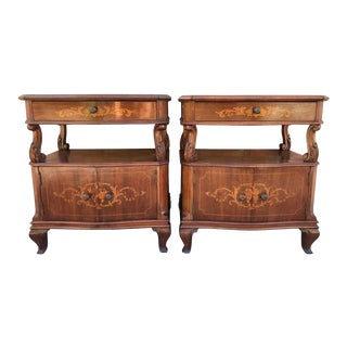 20th Century Catalan, Spanish Nightstands With Drawers & Low Open Shelf - a Pair For Sale