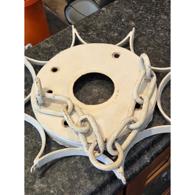 Vintage Wrought Iron Large White Chandelier For Sale - Image 13 of 14