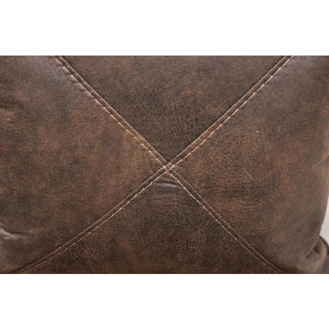 (4) Contemporary Mediterranean Red and Brown Tapestry Faux Leather Throw Pillows For Sale In Philadelphia - Image 6 of 8