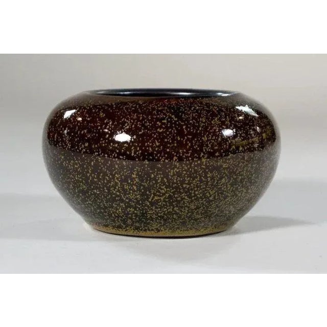 Chinese 19th Century Chinese Monochrome Porcelain Brown Tea Dust Speckle Glaze Censer Bowl or Brush Washer For Sale - Image 3 of 7