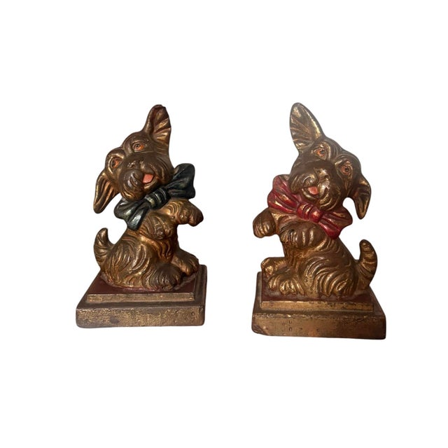 1920s Armor Bronze Co. Scottie Dog Bookends Set Statue Set For Sale - Image 5 of 9