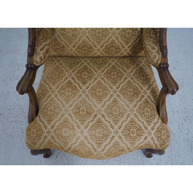 Textile Pair Tomlinson French Style Large Throne Wing Chairs For Sale - Image 7 of 12