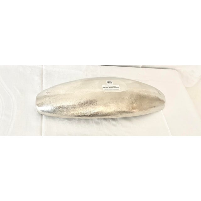 Traditional Crate & Barrel Handcrafted "Allegra" Nickel-Finish Oblong Centerpiece Bowl For Sale - Image 3 of 12
