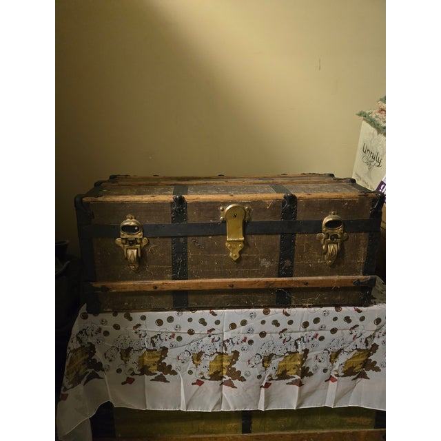 American made in the 1890's to 1910 canvas and metal latches work, lock need repaired. All original never refurbished....