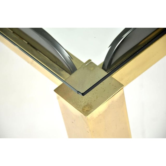 Gold Vintage Italian Brass and Glass Console Table, 1970 For Sale - Image 8 of 11