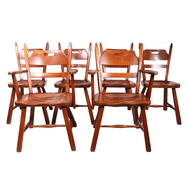 Cushman of Vermont Set of Six Herman DeVries Cushman Colonial Dining Chairs With Early Metal Tag For Sale - Image 4 of 17