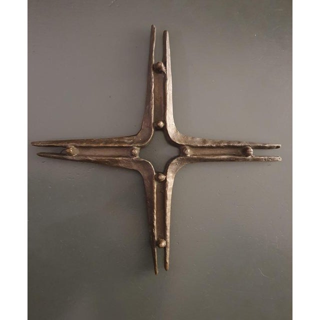 Brutalist bronze cross 30cm x 30 cm