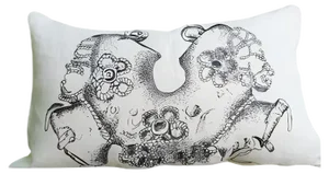 Hand-Painted White Linen Jewels Collection Pillow from House of Ita