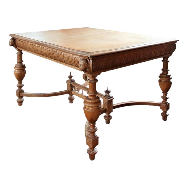 Antique Carved Oak Extendable Table For Sale