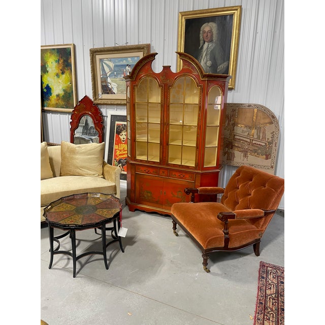 Yellow Antique Tole Tray on Stand For Sale - Image 8 of 8