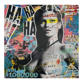 Kate Moss, a Street Art Mixed Media on Paper, Embellished by Hand by Airoh For Sale