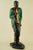 A large sculpture depicting Louis Armstrong, the famous American jazz trumpeter, wearing the signature green jacket he...
