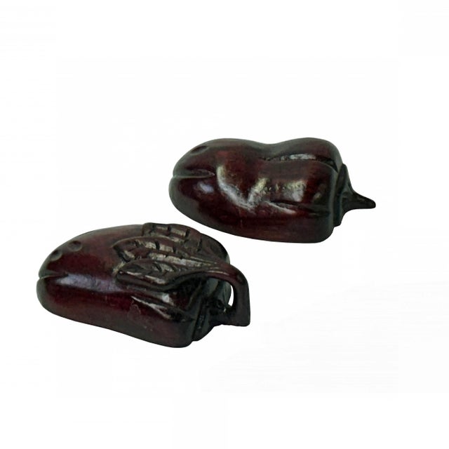 Wood Reddish Brown Wood Carved Plant Shape Accent Box Display Art For Sale - Image 7 of 7