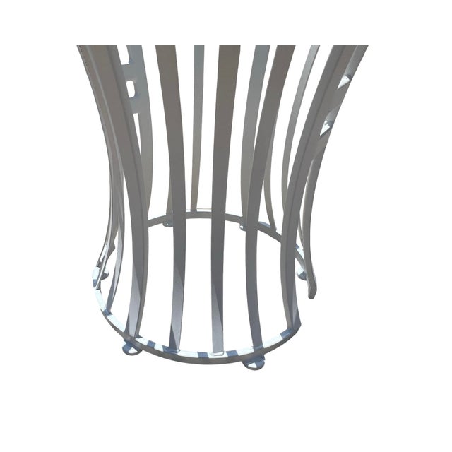 Mid-Century Modern Vintage Mid Century Modern Restored White Glass Patio Wrought Iron Dining Table Attributed to Arthur Umanoff for Shaver Howard For Sale - Image 3 of 7