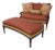 Raymond Waites Mahogany Overstuffed Loveseat & Ottoman For Sale