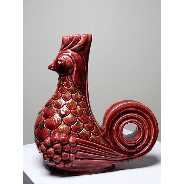Glazed Ceramic Rooster Candlesticks by A.G Roger, 1940s, Set of 2 For Sale - Image 6 of 18