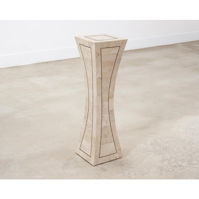 Maitland - Smith Tessellated Stone Brass Pedestal Stand Maitland Smith Style For Sale - Image 4 of 18