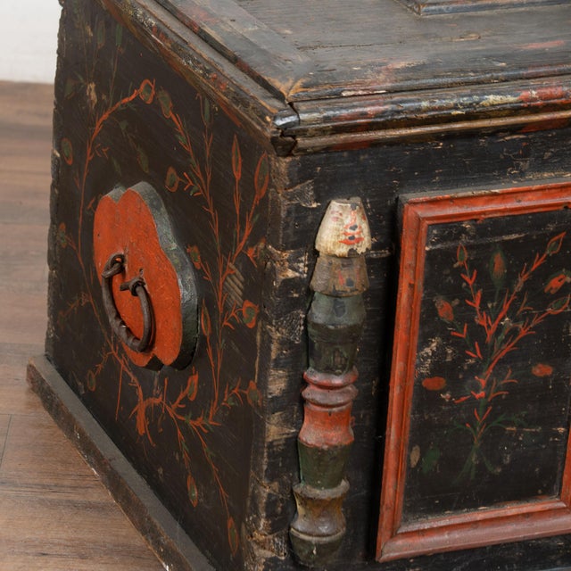 Original Hand Painted Flat Top Trunk Dated 1890 From Hungary For Sale - Image 9 of 17