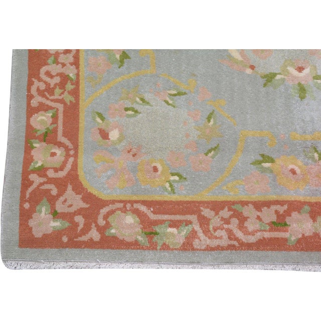 Vintage Chinese Art Deco Hand Knotted Wool Rug, 4x4'8 For Sale - Image 4 of 4
