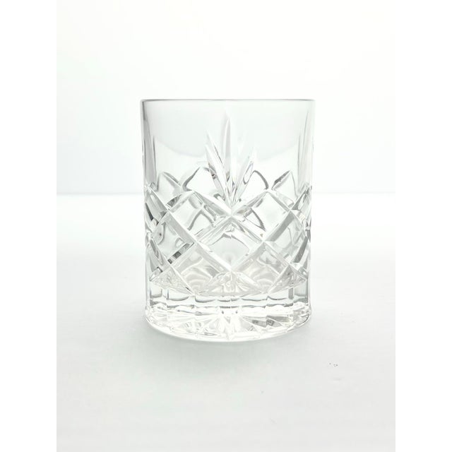 1980s Vintage Crystal Cocktail Old Fashioned Tumbler Glasses, Fan & X Cuts - Set of 4 For Sale - Image 4 of 7