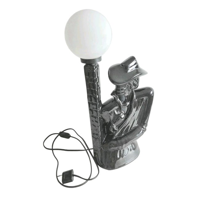 Vintage Table Lamp with Ceramic Figure by Buthe, 1986 For Sale