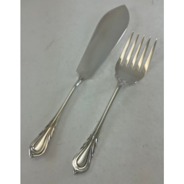 Silver 1980s Silver Fish Set for 12 Pair Fish Eaters & Fish Servers, Lily - 26 pcs For Sale - Image 8 of 18