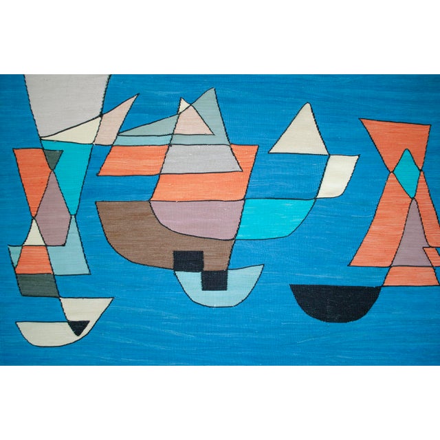 Paul Klee - Sailing Boats - Inspired Silk Hand Woven Area - Wall Rug 4′7″ × 5′12″ For Sale - Image 10 of 13
