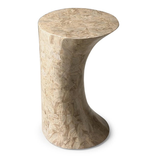 Contemporary Jaxon Oval Fossil Stone Accent Table, Beige For Sale - Image 3 of 3